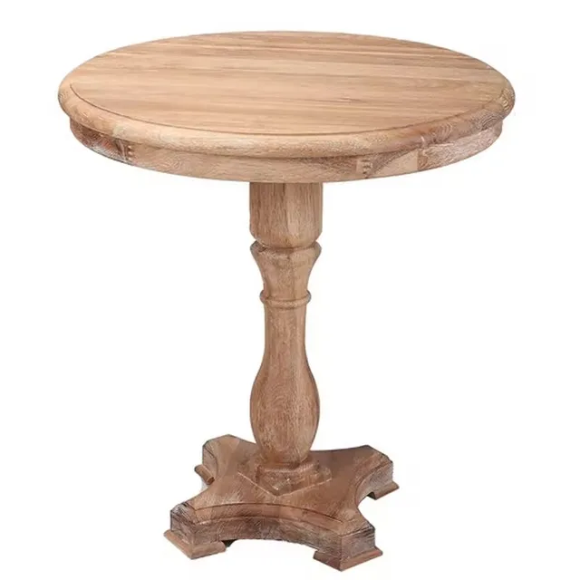 European Style Nordic European oak living room Classic Vintage French Style Living Room Solid Wood Oak Round Coffee side Table