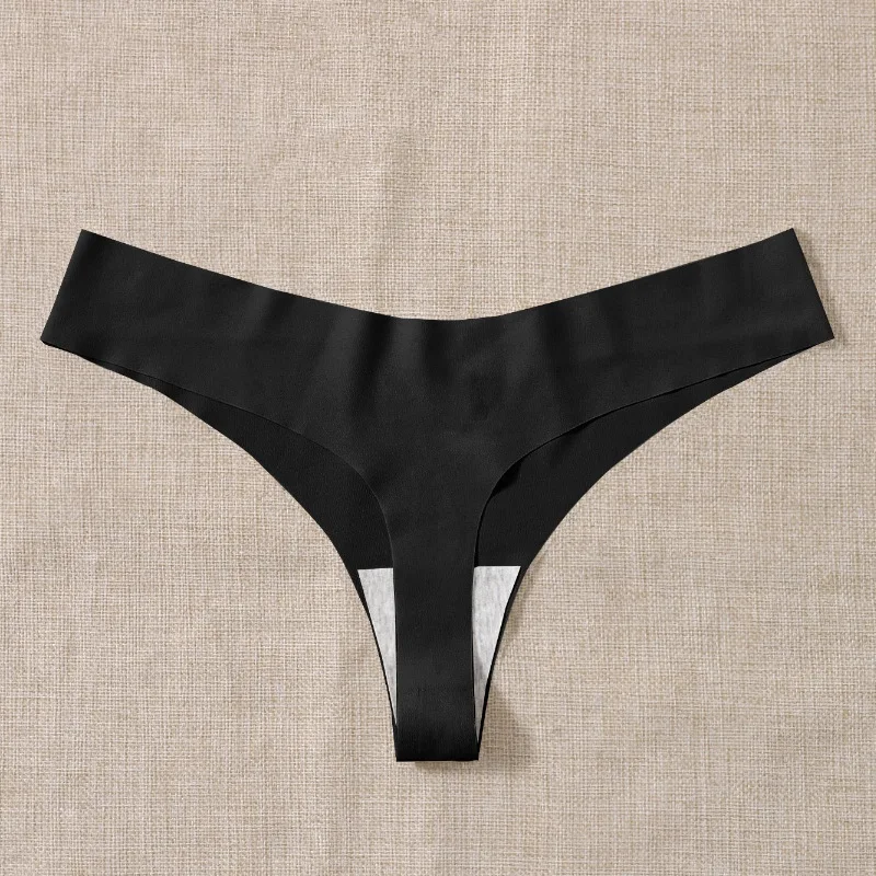 Low Price Sexy Black Ice Silk Tback Panty Cotton Running Fitness Women