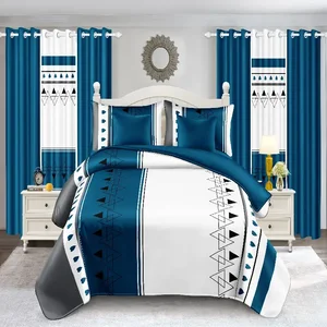 Wholesale High Quality Printed Bed Sheet Set 12 Pieces for King Queen Size Includes Curtains Fashionable Bedding for Home Use