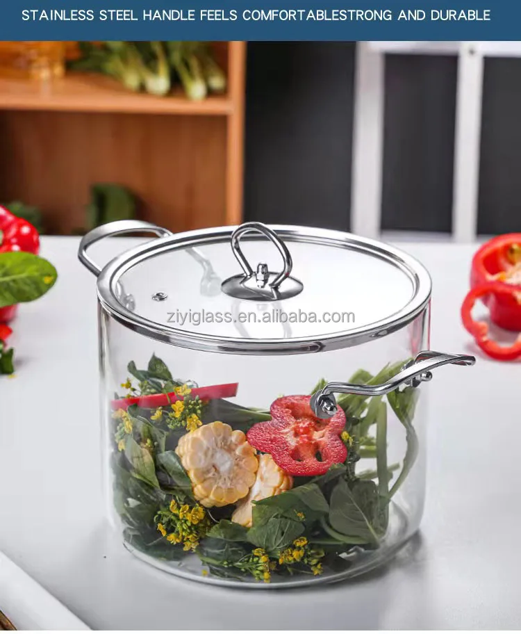 Newest Glass Cooking Pot High Borosilicate Glass Hot Pot With Handle