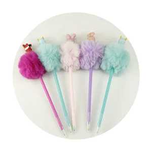 Customised DIY Writing PP Hairball Stationery Fancy Ballpoint Pen