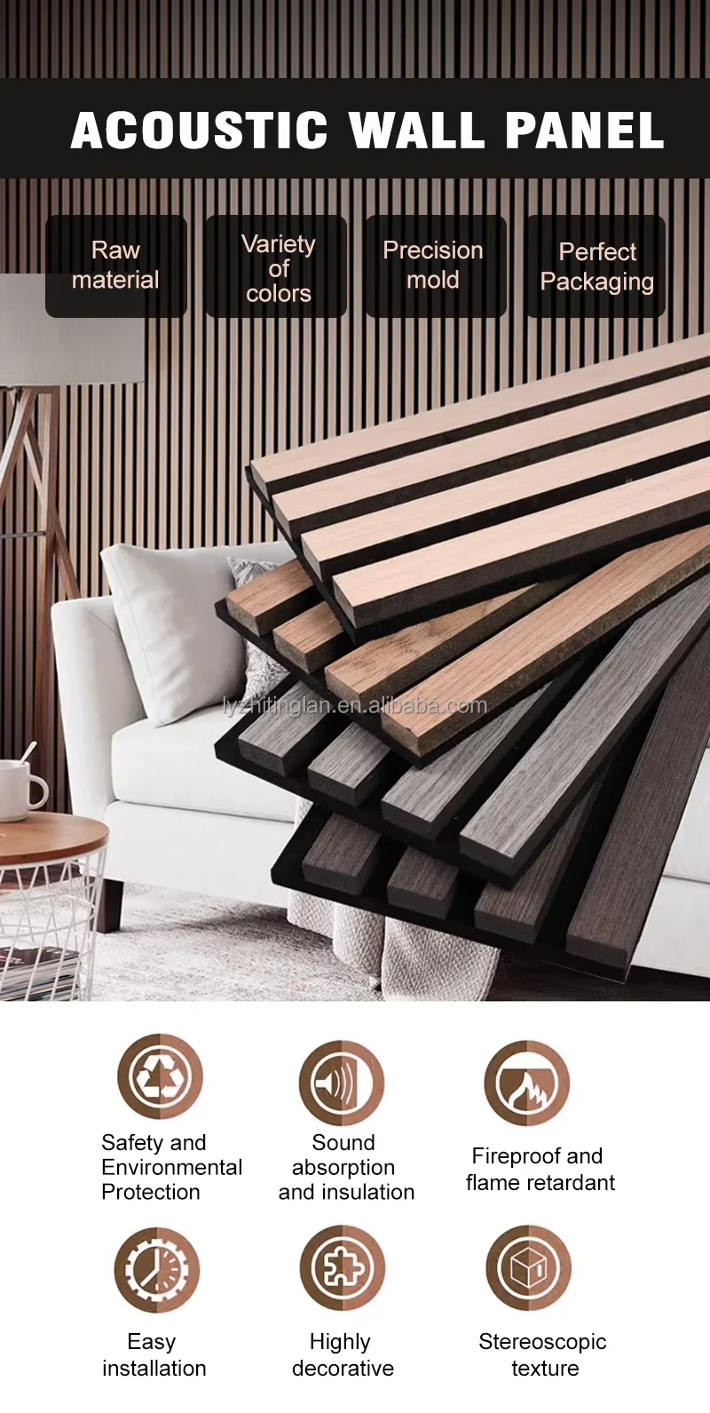 Curated visual reference: Gallery Detail: Akupanel Mdf Slatted Acoustic Panels Sound Absorbing Wooden Polyester