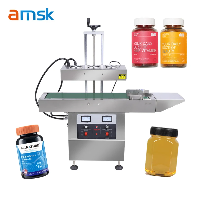 LTF-1800 Efficient Continuous Fully Automatic Aluminum Cap Glass  Honey Plastic Bottle Can Induction Sealing Machine