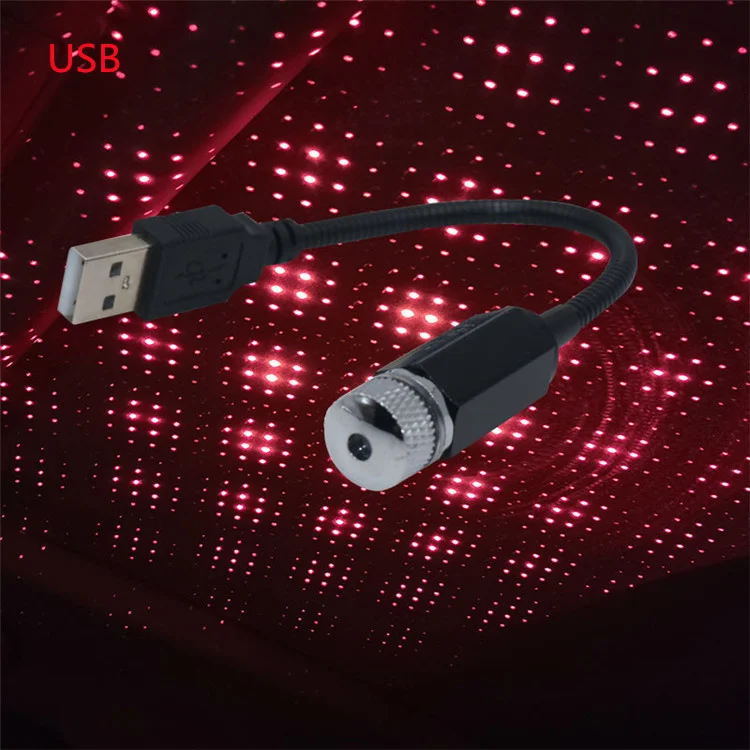 Multiple Lighting Effects Red Decor Romantic Car Roof Ceiling Starry Sky Usb Led Night Light