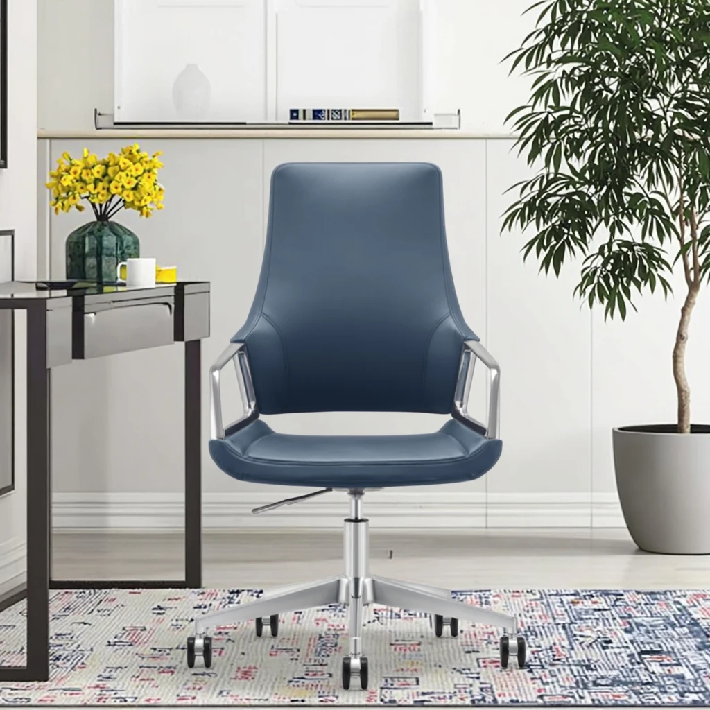 Modern Office Swivel Chair Manual Tilt Adjustment Frosted Aluminum Base Commercial Workstation Furniture 3