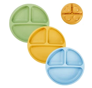 Hot selling Ecofriendly Kids Dining BPA FREE Silicone Baby products Plate With Strong Suction Cups Silicone Baby Suction Plates