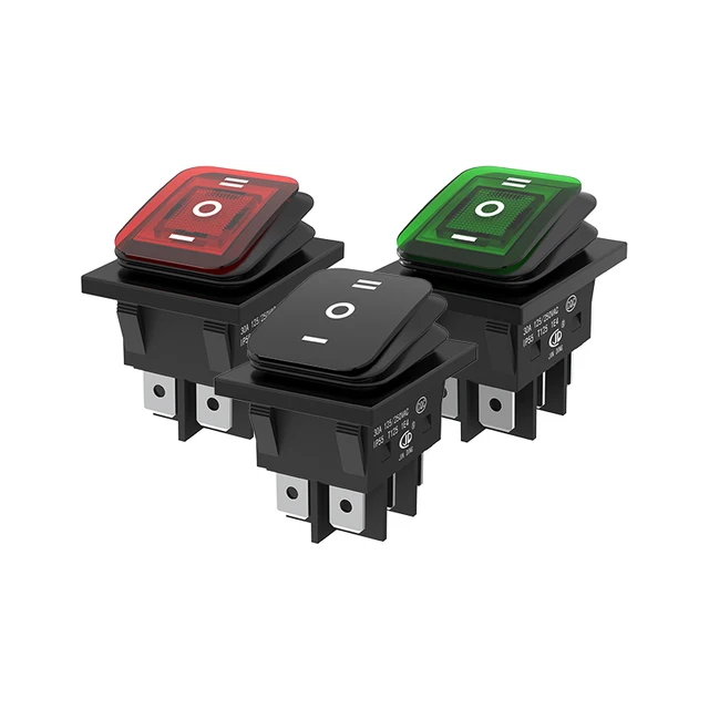 30x22  ON OFF KCD4 waterproof and oil proof switch  red green with lights six foot rocker power switch 250V