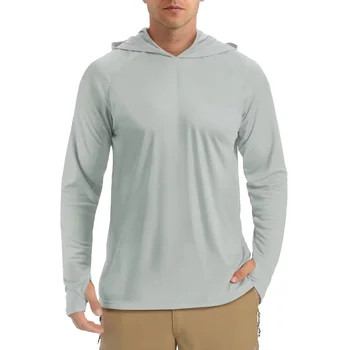 Factory Direct Lightweight Men's UPF 50+ Long-Sleeved UV Hooded Shirt Custom-Made for Surfing Outdoor Sun Protection Clothing