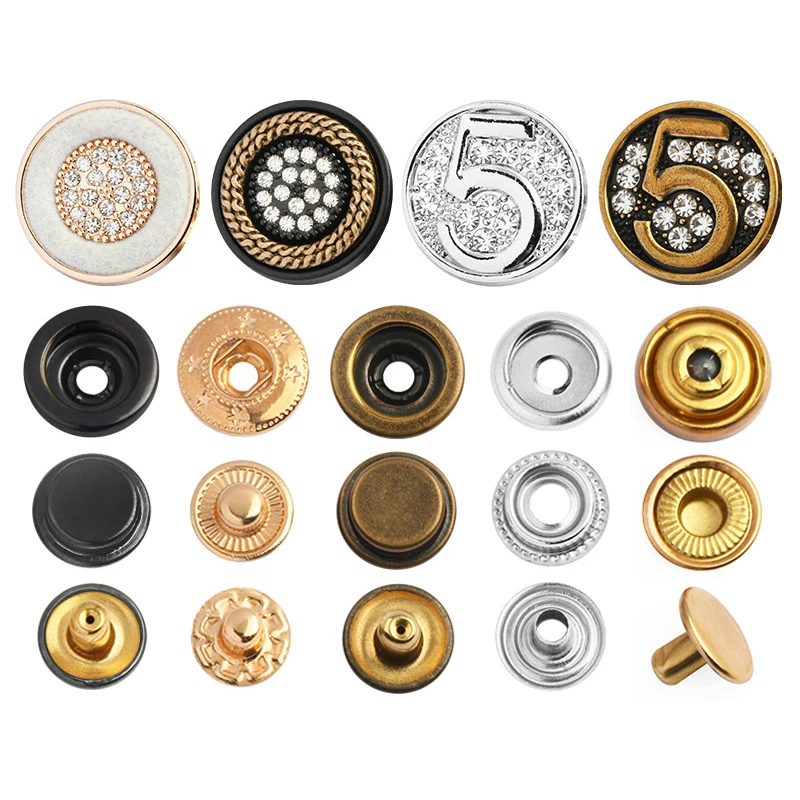 Garment Accessories Custom  4 Parts Press Studs Fastener Brass Metal Snap Button