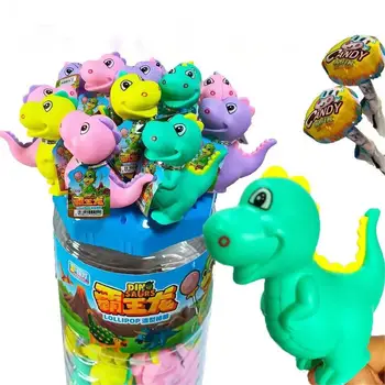 Chinese Candy Container Wholesalers Custom Cute Creative lollipops Multiple  Colors T-Rex dinosaur lollipop Candy Toy