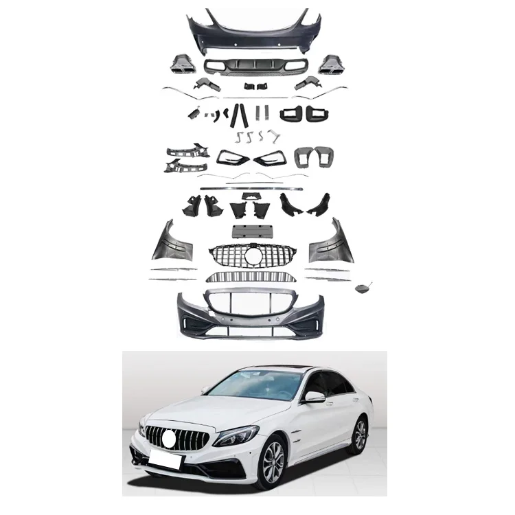 New BORAN Widebody Carlsson Style Front/Rear Bumper Diffuser Tail Exhaust Bolt-On Body Kit for Mercedes-Benz C-Class W205