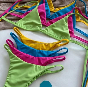 Wholesale Custom Triangle Bikinis Summer Black Swimming  Women Sexy Swimwear  2-Piece Bikini