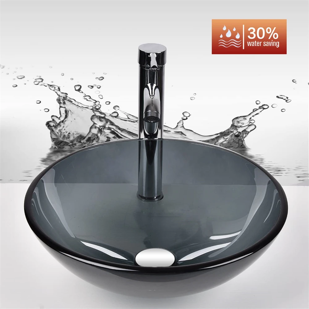 Modern Round Bowl Vanity Sinks Cheap Hotel Use Wall-Hung Tempered Glass Vessel Sink Eco-Friendly Wash Basin