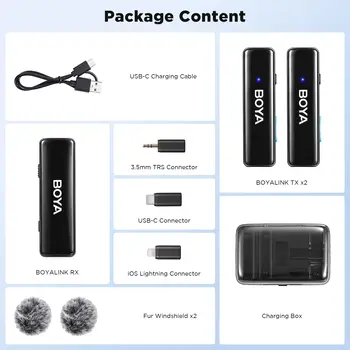 BOYALINK Wireless Lavalier Microphones  3 in 1  Wireless Lapel Mic for Live Streaming, Video Conference, Recording product image