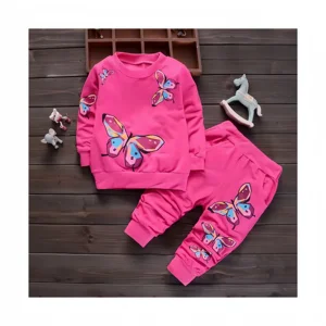 Hot Selling Fashion Support Customized Casual Style Long Sleeve Toddler Girl 2-Piece Suit Floral New Release Kids Clothing Set