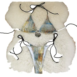 Customized Swimsuit Women OEM Swimwear Hot Sale Custom Print Bathing Suits Backless Two Piece Bikini