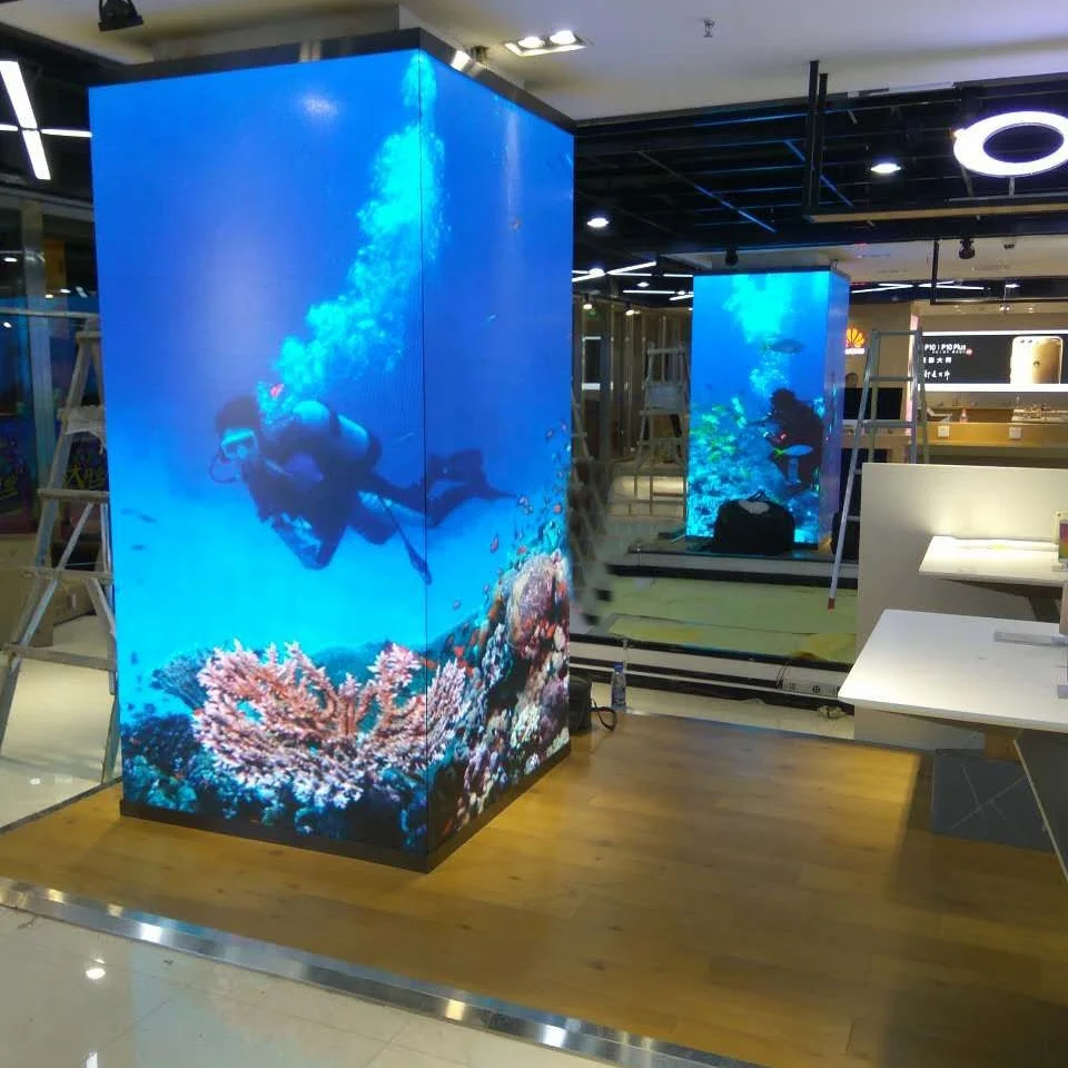 High Definition Four Sided LED Screen Pillar Column Pillar Led Panel square Pole Led Display