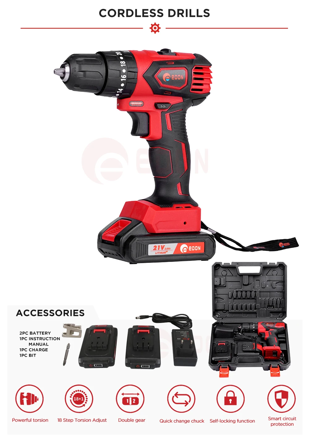 Edon 21v Small Rechargeable Lithium 