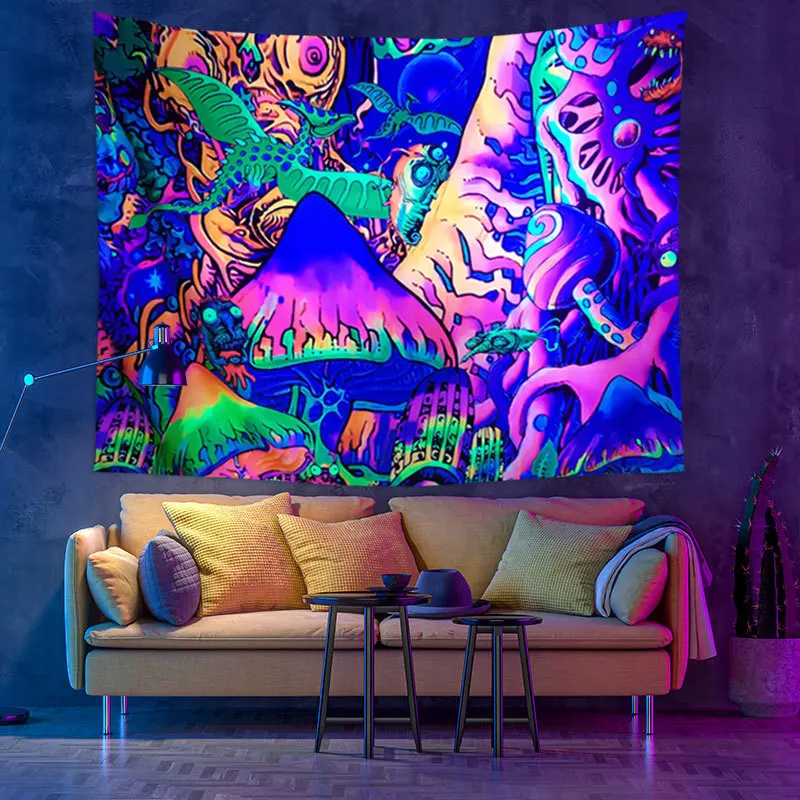 Fluorescent Tapestry Wall Hanging - Trippy Aesthetic Art