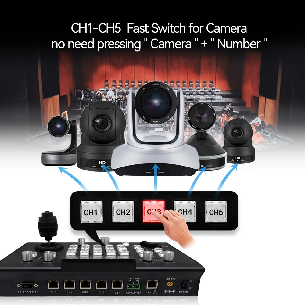 Broadcast 5 Channels Controller Keyboard With Joystick IP Cameras Live Broadcast v Isca Ptz  Joystick Controller