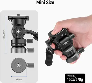 NEEWER Tripod Fluid Head with +/-10° Leveling Base(37mm Dia.), Metal Pan Tilt Head with Arca Type QR Plate, Telescopic Handle detail image