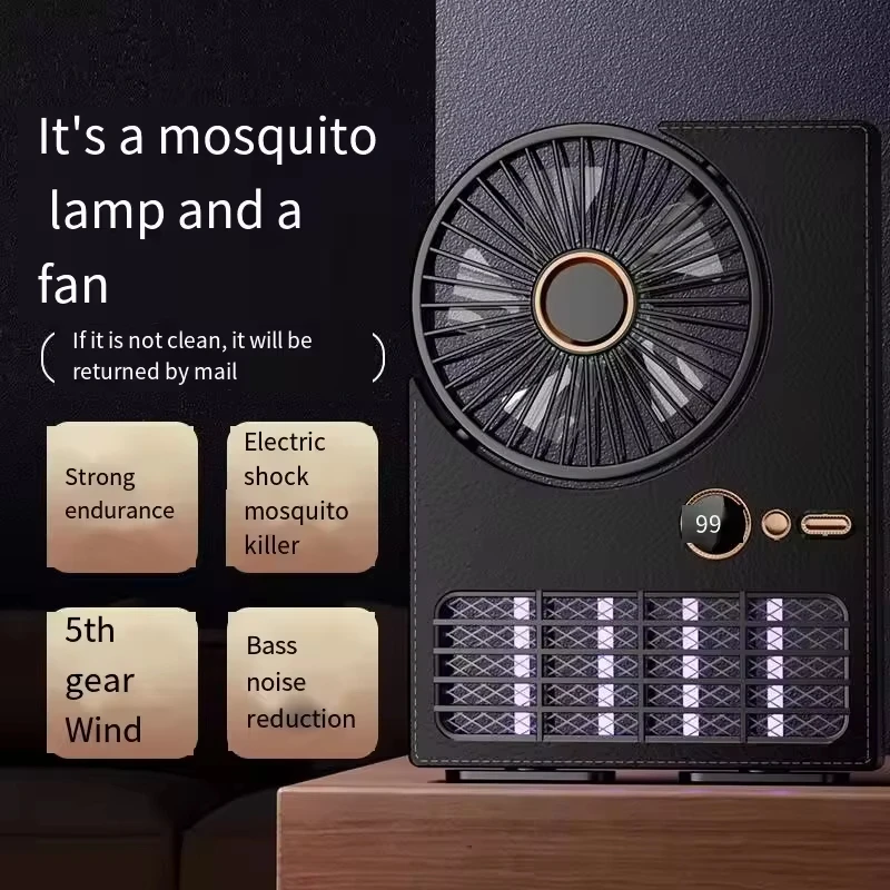 Rechargeable Mosquito Killer Lamp Fan Household Electric Mosquito Killer Lamp Outdoor Camping USB Desktop Large Capacity Fan