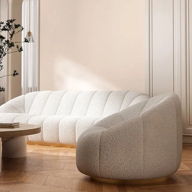 Luxury White New York Armchair Sofa Comfortable Velvet Living Room Sofas
