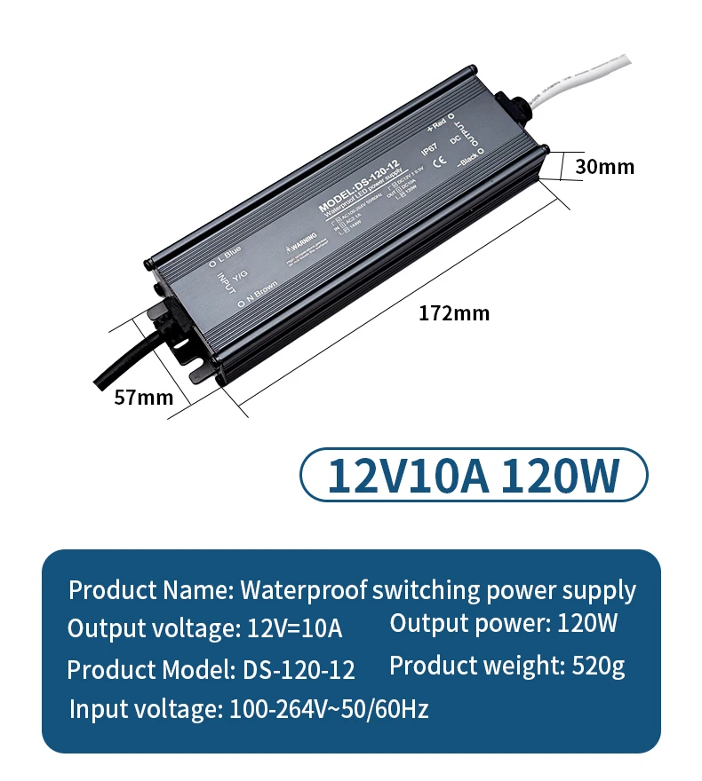 Ultra-thin 12v/24v 5a - 25a 60w 100w 200w 300w 400w Ip67 Slim Led ...