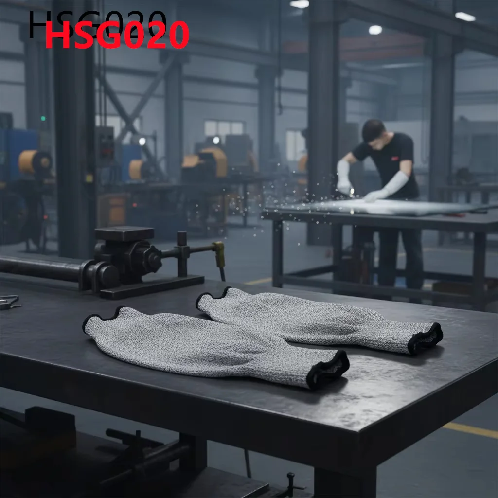 ZYF,home Improvement Slash Resistant Grey Safety Arm Sleeves Mechanical Repair Highest Cut Proof 40cm Work Gloves HSG020