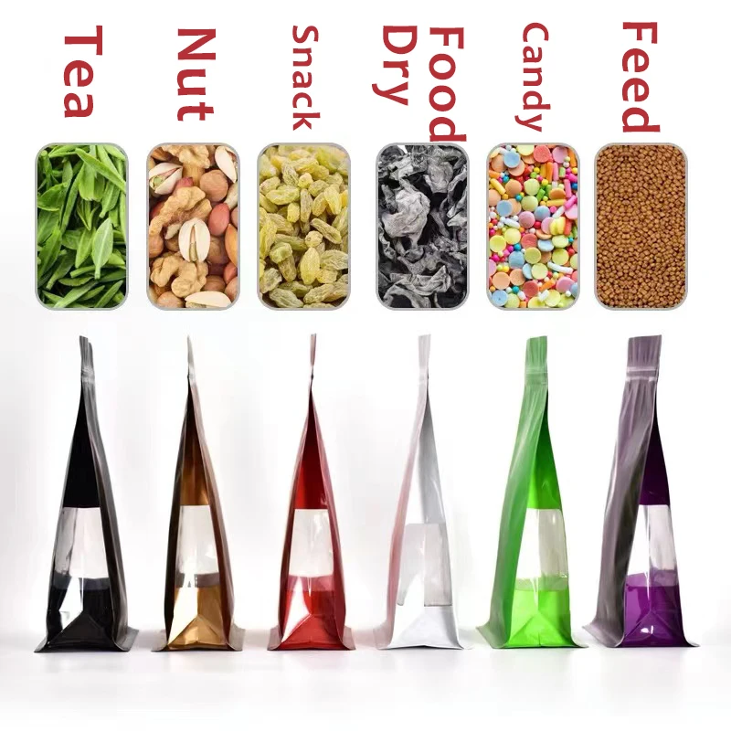 Custom Plastic Flat Bottom Pouch Food Nuts Storage Pouches Clear Ziplock Self Sealing Transparent Packaging Bags 6