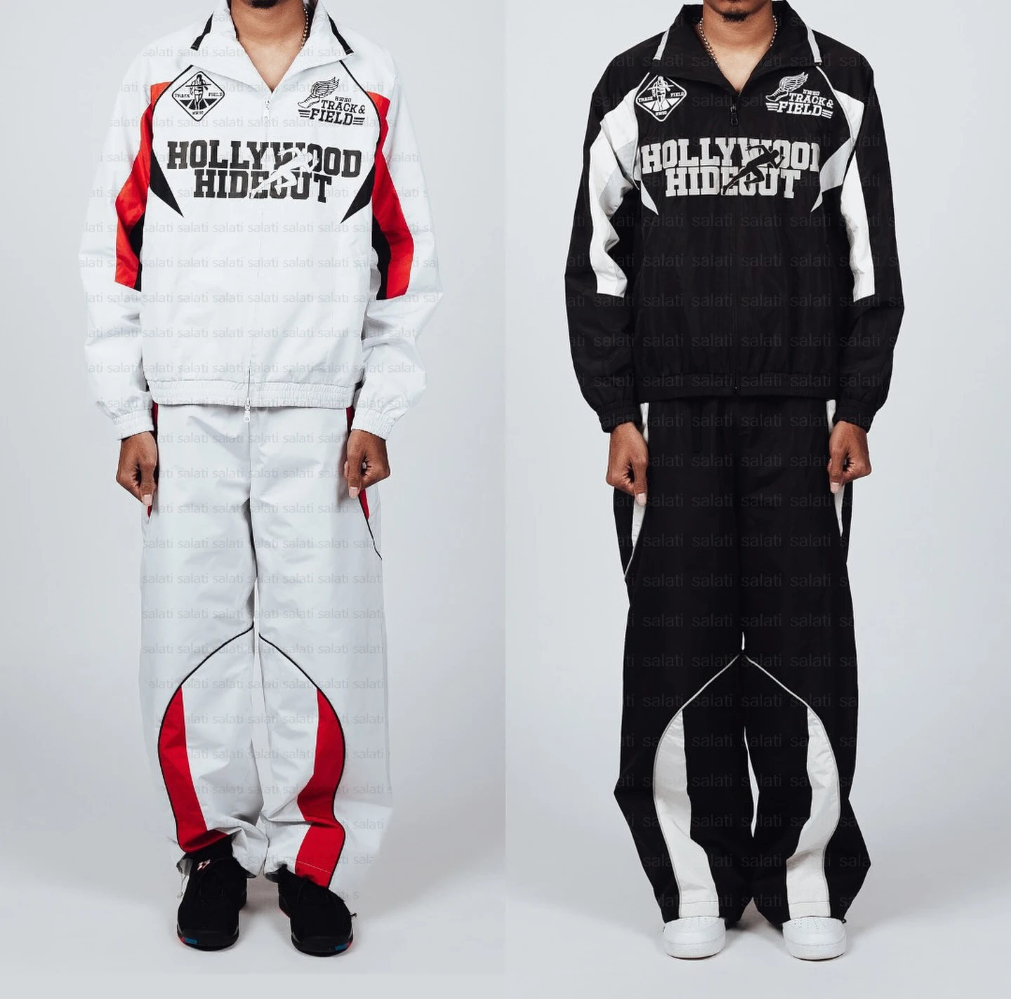 Salati Custom Jacket and Pant Printed Straight Leg Nylon Zipper Oversized Baggy Wind Breaker Short Set Windbreaker Tracksuit Men