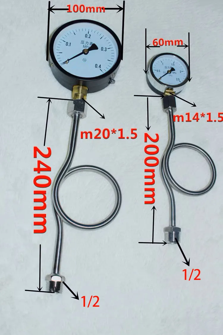 Swagelok Type Ss Pressure Gauge Coil Syphon Pipe 6000 Psi M20*1.5 1/2 ...