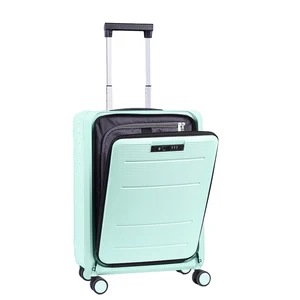 20 Inch Front Open Carry Luggage 4 Spinner Wheels TSA Lock 210D Lining High Quality Unisex Suitcase for Travel PP New Design