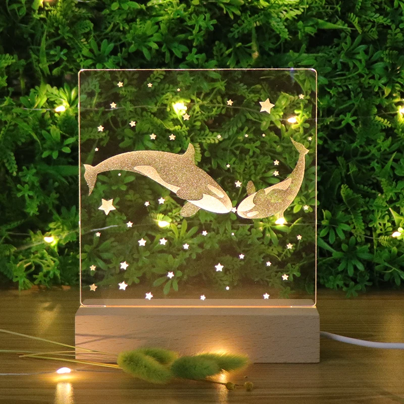 wooden base acrylic night light