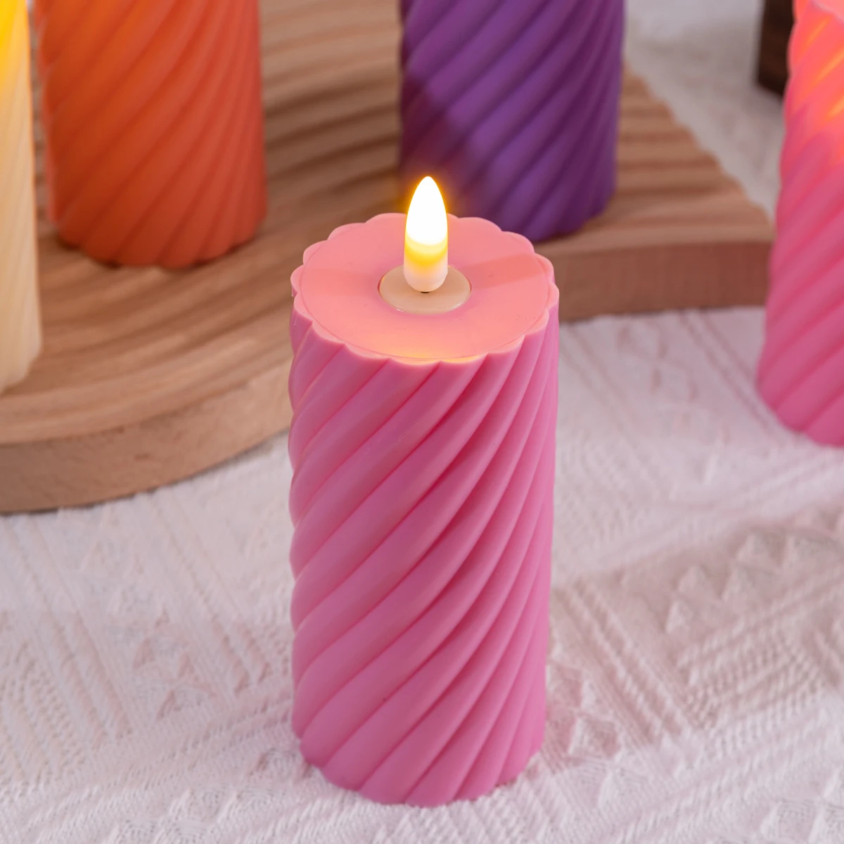 product spiral patterned colored candle flameless led candle birthday party indoor home decoration holiday decoration light-31