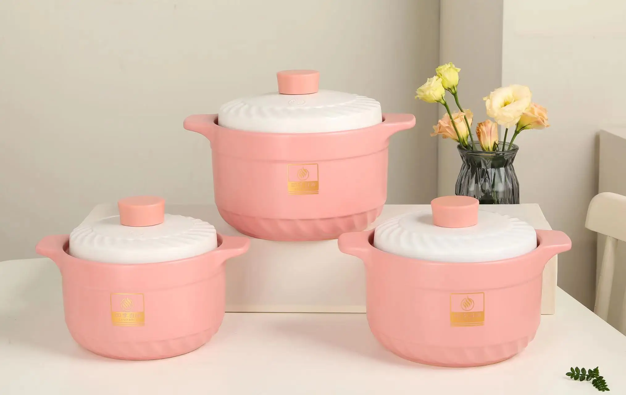Nordic Ceramic Casseroles With Lid High Temperature Resistant Open