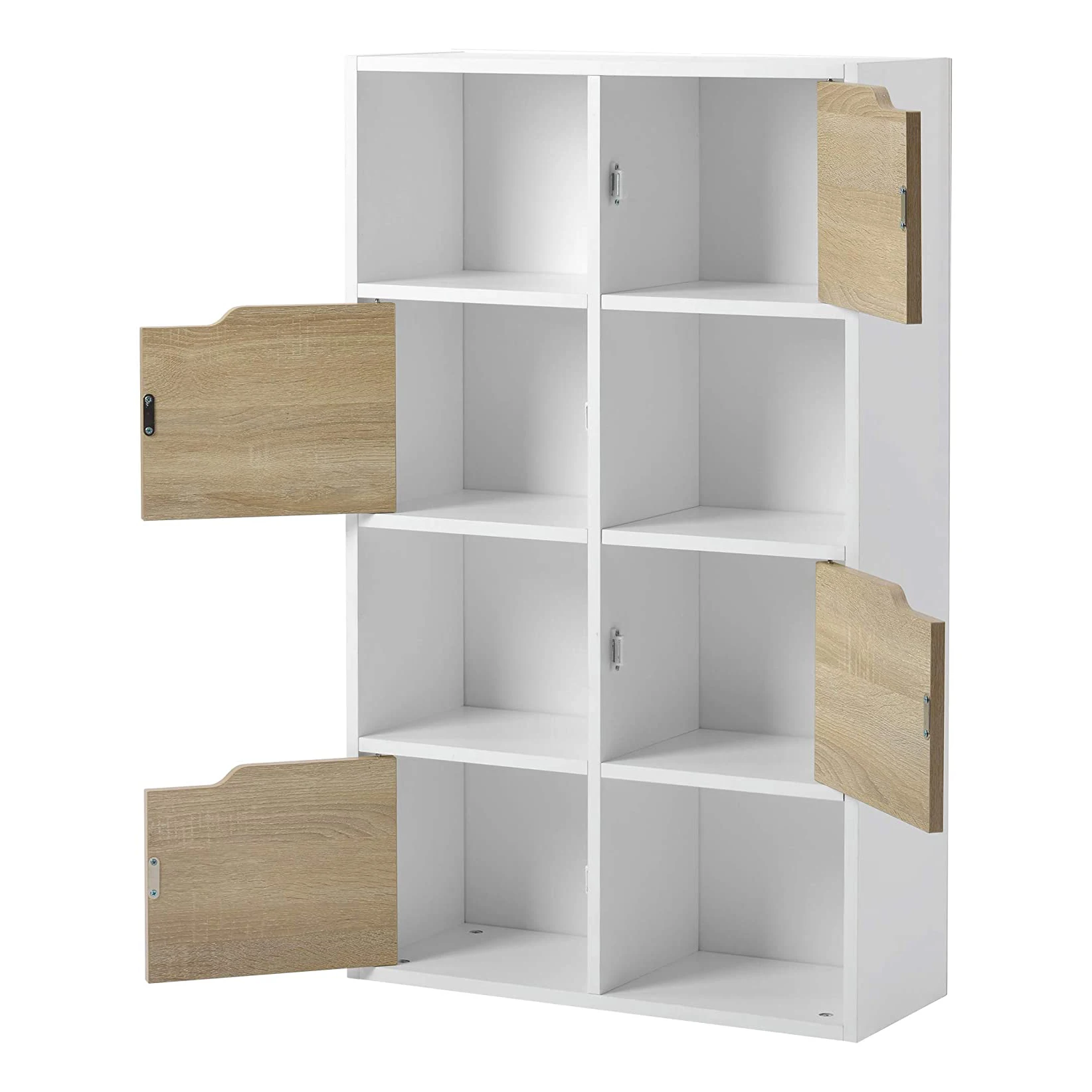 Wood Bookcase Compartment, Display Storage Rack Cube Storage Unit, 4 Tier Bookshelf Wooden Shelf Organiser Book and DVD Storage