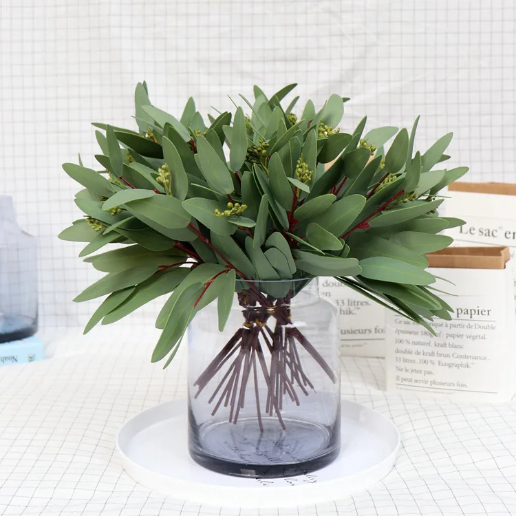 High Quality PVC Artificial Silk Cloth Round Eucalyptus Leaves Heart Shape Eucalyptus Leaves for Wedding Decorative