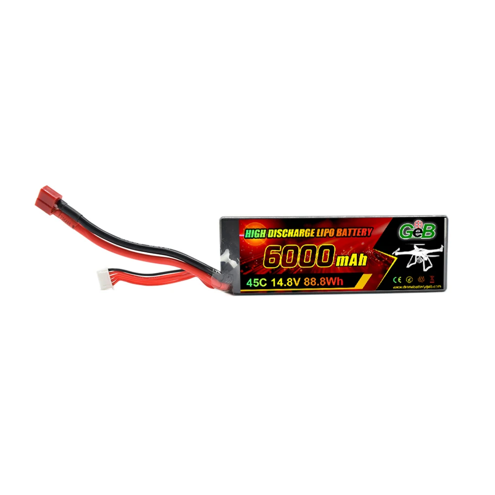 แบตเตอรี่ GEB Lipo 3S 4S 6S 25C 35C 45C 6000mAh 8000mAh 10000mAh 14.8V 22.2V แบตเตอรี่โดรนแบบชาร์จไฟได้สำหรับโดรน UAV