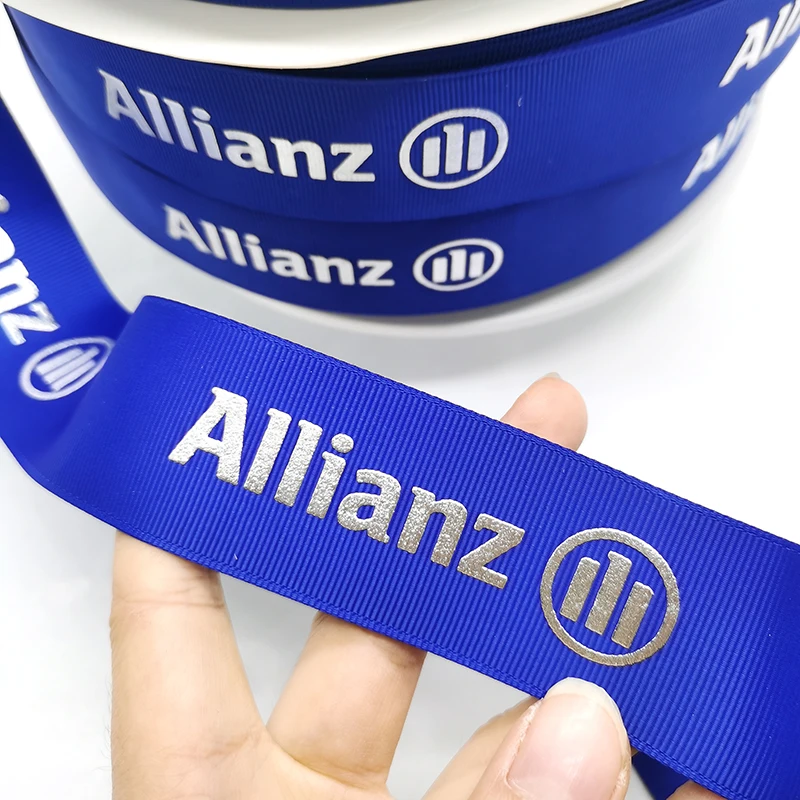 Роскошный индивидуальный логотип бренда трафаретная печать черная подарочная лента с белым