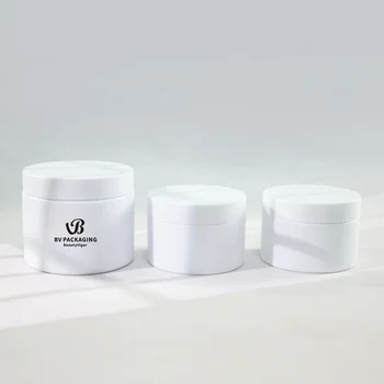 Custom logo 8oz 250g 500ml Round Matte White Bath Body Scrub Cream Packaging Plastic Jars with Lid
