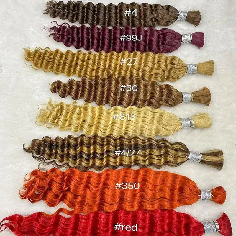 Deep Wave Mass Inimese juuksed punumiseks Extenciones De Cabello Natural Humano Weaving Töötlemata_voghion.com