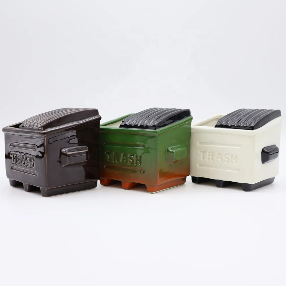 OEM ODM Bulk Order Unique Barware Porcelain Trash Dustbin Shaped Beverages Cocktail Glasses Cups Ceramic Dumpster Fire Tiki Mug