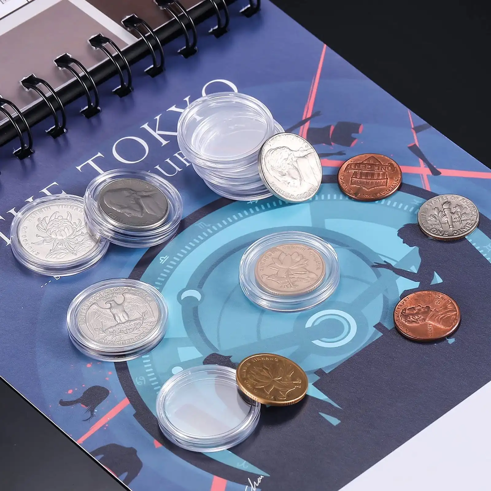 38毫米塑料圆形硬币保护器PS储物收纳盒抗氧化1OZ硬币胶囊