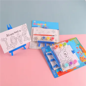 Children's acrylic watercolor drawing board Puzzle cartoon with animal drawing design, portable canvas painting board for kids