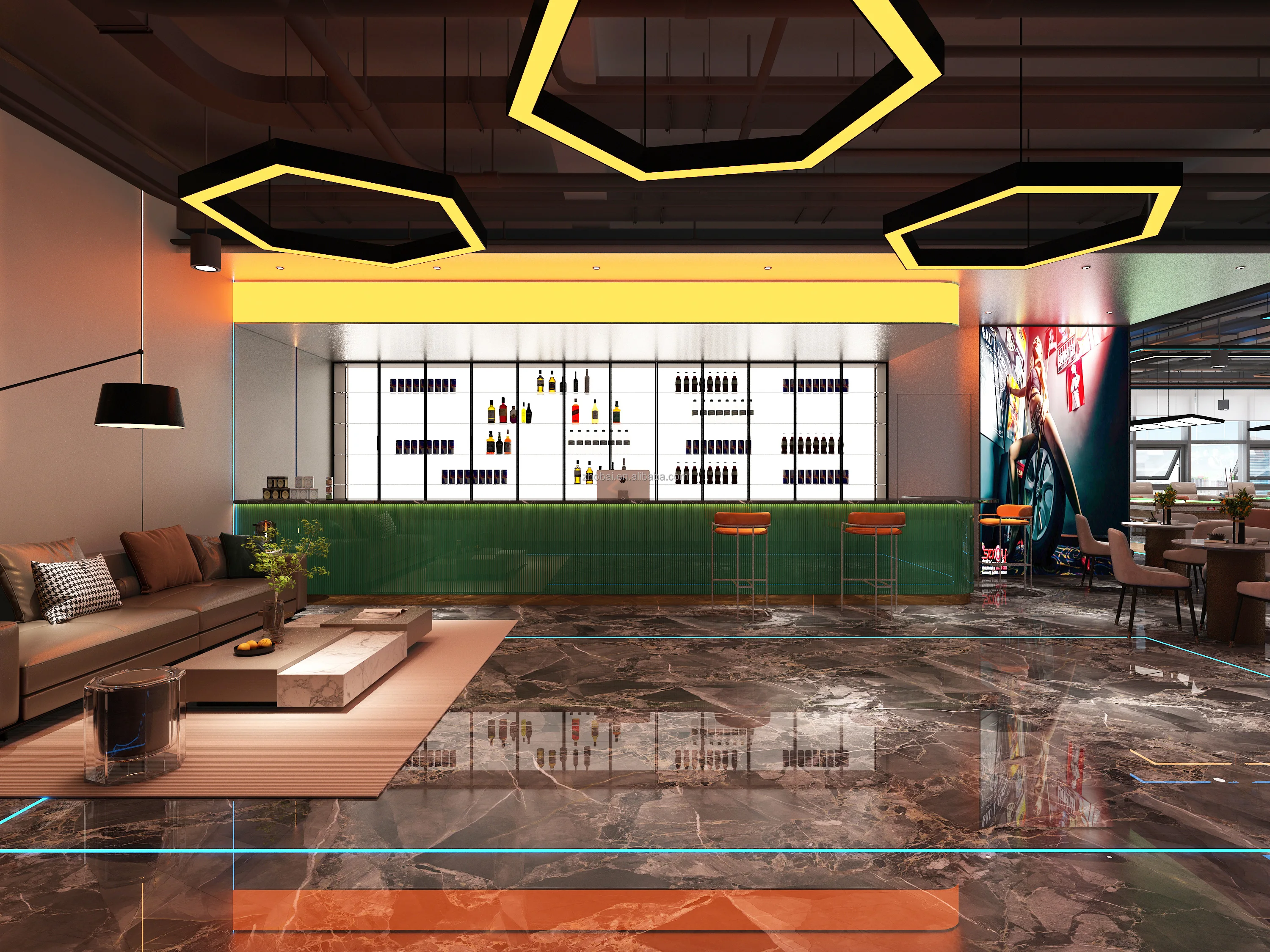 Custom Made Luxury Coffee Bar Reception Desk High Quality LED Design for Beauty Salons Hotels Schools Gyms-Durable Modern Style 6