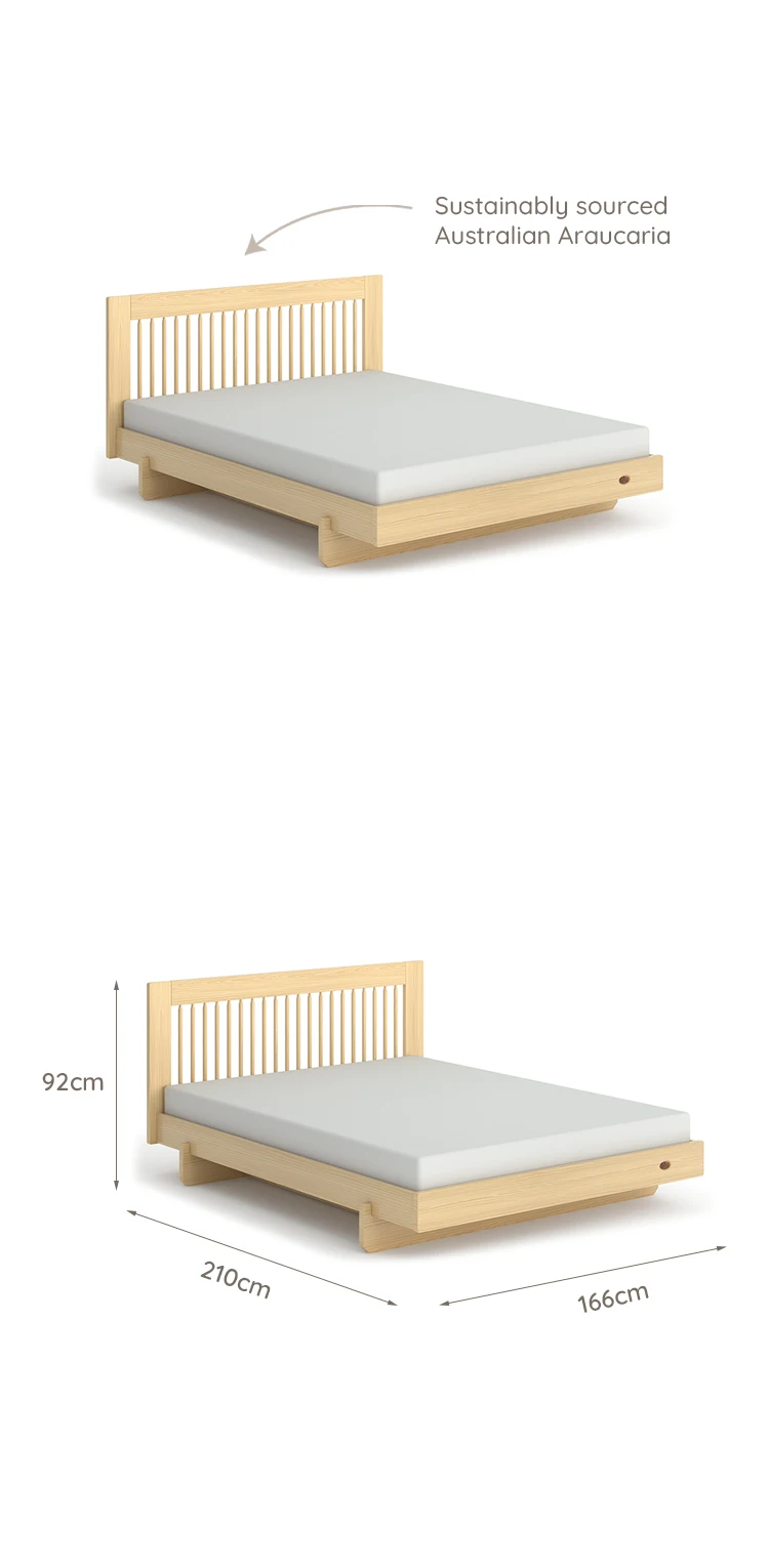 Only B2b Boori Classic Design Wooden Bedroom Furniture Bed Natural