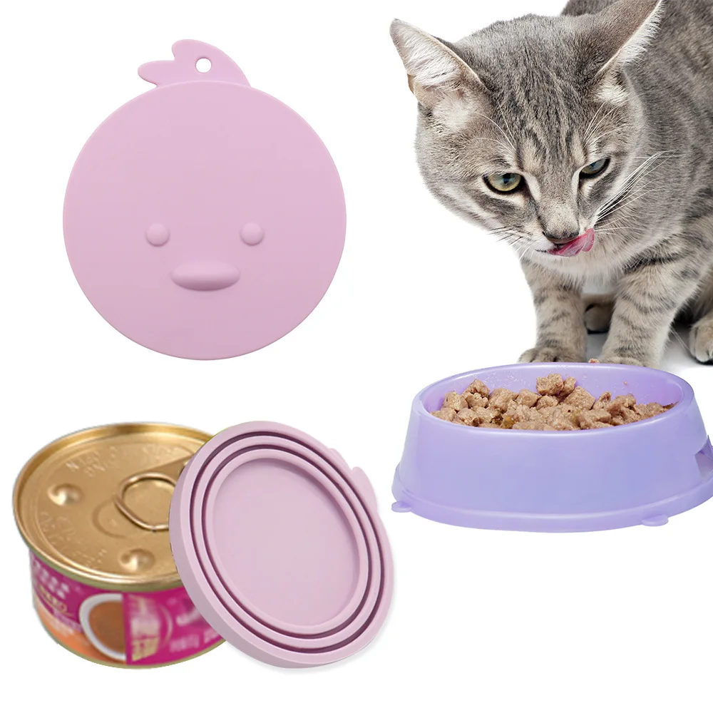 Pet Food Can Silicone Lid, Cute Airtight Seal Cover for Dog & Cat Food Storage, Reusable Eco-friendly Silicone Pet Supply manufacture