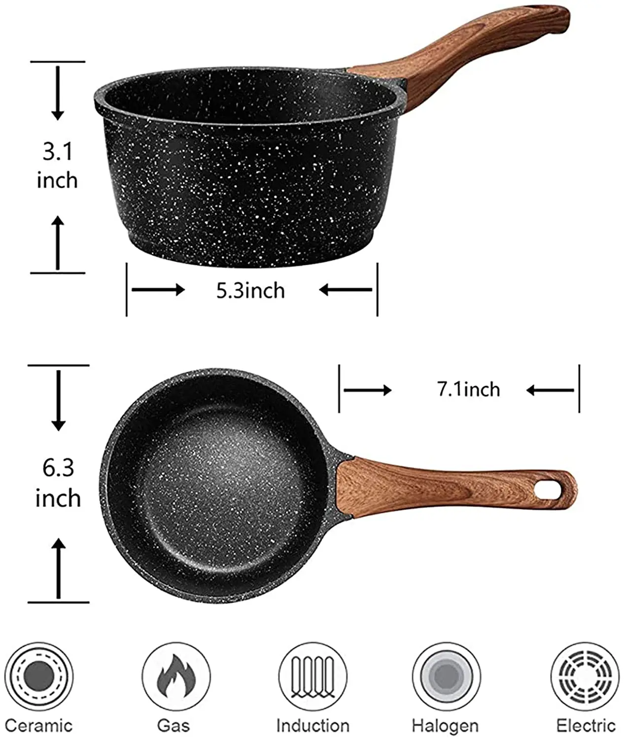 High Durability Induction Compatible Milk Pan Small Soup Pot Nonstick Saucepan With Lid