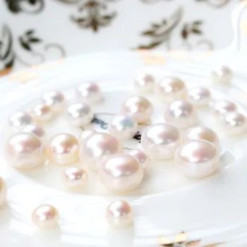 Wholesale accessory jewelry making 3A flat natural half hole drilled freshwater shell pearl 5-9mm